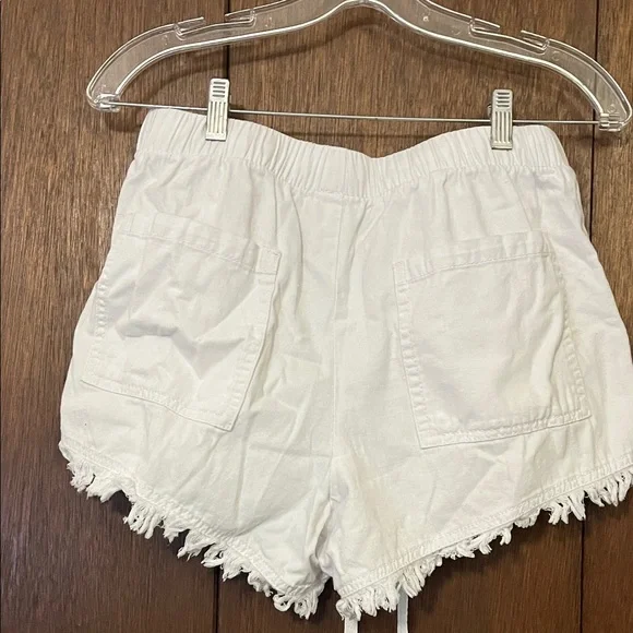 High Waist White Frayed Hem Women's Shorts Medium - Picture 10 of 13